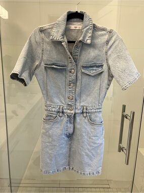 Mango Light Wash Denim Mini Dress XS /